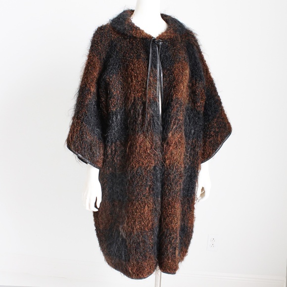 Bonnie Cashin for Sills Coat NOH Mohair Knit Leather Trim Museum Piece Rare OS - Picture 3 of 11